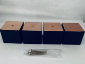 Set van 4 stuks houten meubelpoten Zwart beuken 6 cm hoogte 7x7 cm met schroeven Boxspring bedden banken