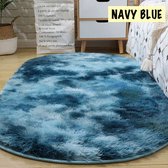 Grote vloerkleden voor woonkamer - Lang haar - Harig - Loungetapijtdecoratie - Pluizig - Vloermatten - Marineblauw