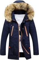 Heren Winterjas kap Bontkraag blauw