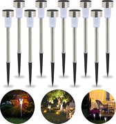 Relaxdays solarlampen set van 10 - solarlamp - LED - tuinverlichting solar - tuinlampen - Wit licht