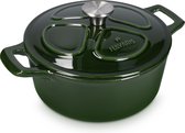 Navaris gietijzeren braadpan met deksel - Dutch oven - Geëmailleerde pan - Geschikt voor inductie, gas en keramisch koken - Groen