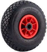 Bolderkarwiel Steekwagenwiel met luchtband 3.00-4 | Asgatdiameter 20mm rollager | Hoogte wiel 26cm