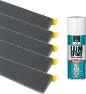 Schuimstrook Zwart 60 mm 1 meter | Verpakt per 5 meter met Bison Lijmspray