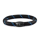 Armband heren touw dik scheepstouw dames zwart - blauw Galeara Nau 21,5cm