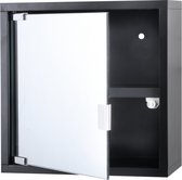 Differnz Quadro kubuskast - inclusief spiegel - MDF - zwart - 30 x 30 x 12 cm