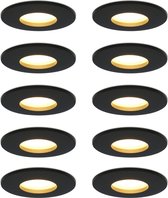 Set van 10 HOFTRONIC Porto - Badkamer inbouwspots LED - IP44 Waterdicht - Verwisselbare GU10 - Dimbaar - 5 Watt 450 Lumen - 2700K Warm wit - Aluminium mat zwart - Ronde plafondspot Ø 73 mm - Spotjes verlichting voor buiten en binnen