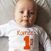 Cadeautip baby shirt oranje mijn eerste WK Ek met naam - voetbal Nederland-  met eigen tekst / Rompertje met naam / Kraamcadeau nederlands elftal