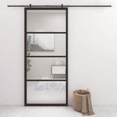 vidaXL Schuifdeur 90x205 cm aluminium en ESG-glas zwart