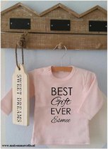 Shirtje roze baby tekst mama papa eerste moederdag vaderdag verjaardag cadeautje kind | Best Gift Ever met naam |lichtroze|  jarig party girl Cakesmash outfit / first birthday / een eerste verjaardag / met naam 1 jaar meisje leuk met tutu jurkje