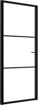 vidaXL Binnendeur 93x201.5 cm ESG-glas en aluminium zwart