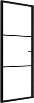 vidaXL Binnendeur 76x201.5 cm ESG-glas en aluminium zwart