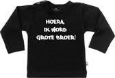 T-Shirt hoera ik word grote broer 86/92 / lange mouw / zwart