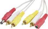 Deltaco MM-80A 3.0 meter, 2x RCA (M/M) + DC-plug (M/F, 5.5x2.1)