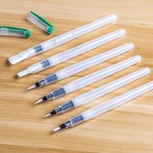 WVspecials® - Water Brush Pennen - Set van 6 - Brushlettering Pen / Penseel - Waterverf Penselen - Set 6 Stuks Waterbrush Pennen - Navulbaar Penseel – Brushlettering & Kalligrafie
