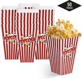 50 Duurzame Popcorn Bakjes (18x10cm) - Popcorn Zakjes voor Filmavonden, Feestjes - Ook Geschickt als Snoepbakje of Feestzakje voor Kinderen