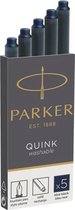 Parker QUINK vulpen lange inktpatronen | blauwzwart | 5 stuks