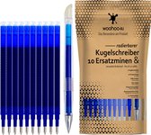 10 Balpenvullingen +1 balpen | eco verpakking | nobel blauw | uitwisbaar | compatibel met Frixion Vulling Pilot Ball en Frixion Click