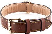 Brute Strength - Luxe leren halsband hond - Bruin - L - (46 - 53 cm) x 3,5cm