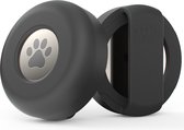 What's Goods® hond en kat huisdieren siliconen halsband bescherm hoesje/houder geschikt voor Apple Airtag - Zwart