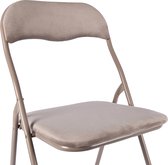 Klapstoel met zithoogte van 43 cml Vouwstoel velvet zitvlak en rug bekleed beige