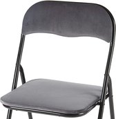 Klapstoel met zithoogte van 43 cm Vouwstoel velvet zitvlak en rug bekleed - tafelstoel Oker - stoel - tafelstoel- Velvet klapstoel - Luxe klapstoel - Met kussentjes Stoelen - Klapstoelen - Stoeltje - Premium chair - Grijs
