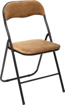 Atmosphera Vouwstoel velvet zitvlak en rug bekleed - stoel - tafelstoel - klapstoel - Oker - stoel - tafelstoel - klapstoel