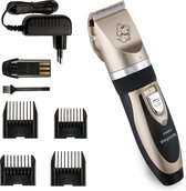 LifeGoods Professionele Dieren Tondeuse Set - voor Huisdieren Katten & Honden - Draadloos - Oplaadbare Pet Trimmer - Dog Tondeuze Clipper - 5 Standen & Vier Opzetkammen - Low Noise