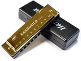 Premium Mondharmonica voor Volwassenen en Kinderen - Blues Harmonica C Majeur - 10 Gaten - Inclusief Doos - Goud - Mondharmonica leren spelen