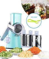 Qitch & Quisine Premium Spiraalrasp + Dunschiller – 3-in-1 Roterende Groentesnijder – Roterende Kaasrasp – Sliertensnijder –  Voor Vegetarische/Veganistische Groentenrecepten & Dieet