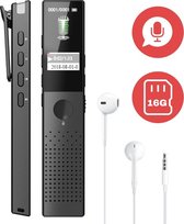 Voice Recorder - Digitale Dictafoon - Audio Recorder - 16 GB - Met Oordopjes