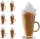 Latte Macchiato glazen - Irish coffee glazen - 6 stuks - Met handvat - 280ml