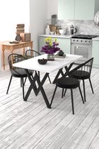 Trend Home -Set tafel en stoelen - 5 delige  Eethoek Wit - 120x80x75 tafels - 4 Eetstoelen