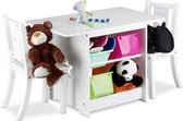 Relaxdays kindertafel met stoelen - Hout - Met opbergruimte