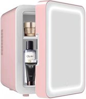 Olvy Skincare Fridge - Beauty Koelkast - Met Spiegel en Verlichting - Make-up Koelkast - Roze - Cosmetica - 4 Liter