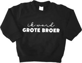 Sweater voor kind - Ik word grote broer - Maat 80 - Zwart - Big brother - Zwanger - Geboorte - Gezinsuitbreiding - Aankondiging - Cadeau - Zwangerschapsaankondiging - Boy