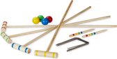 Relaxdays croquet - buitenspel croquetset voor 4 personen - kinderen & volwassenen - hout