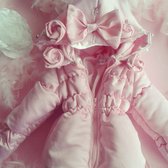 maat 86 Roze zomerjas met glitter  jasje voor baby jas zomer glitter strikjes roosjes voorjaar jas babyjas