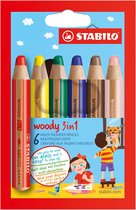 STABILO Woody 3 in 1 - Multitalent Kleurpotlood - Etui Met 6 Kleuren