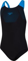 Speedo Junior Tech Placement Muscleback Sportbadpak Meisjes - Black/Blue - Maat 116