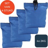 4 stuks Zandzakje groot | Ballastzakje 2KG | Gewichtszakje 2KG | 20cm hoog x 15cm ⌀ | Gewicht voor fotografie | Blauw | Zandzakken voor boothoes | Contragewicht | Gewicht voor parasol, partytent, bootzeil, tuinmeubelhoes | Voetgewichten