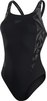 Speedo Hyperboom Splice Muscleback Dames - Zwart / Grijs - maat 40