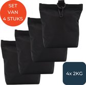 4 stuks Zandzakje groot | Ballastzakje 2KG | Gewichtszakje 2KG | 20cm hoog x 15cm ⌀ | Gewicht voor fotografie | Zwart | Zandzakken voor boothoes | Contragewicht | Gewicht voor parasol, partytent, bootzeil, tuinmeubelhoes | Voetgewichten