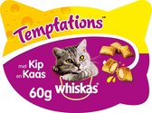 Whiskas Temptations Kattensnacks - Kip en Kaas - 8 x 60 gr