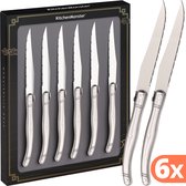 KitchenMonster® Steakmessen Laguiole Deluxe - Messenset 6 Stuks - RVS Steakmessen vaatwasserbestendig