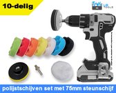 Polijstset 10 delig polijstschijven set met velcro steunschijf 75mm boormachine adapter polijstpads