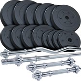 ScSPORTS® Halterset 80 kg - Kunststof - Halterstangen inlc. halterschijven - 30 mm - Gewichten