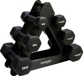 Tunturi Gewichten -  Halterset - Dumbbell Set - Neopreen Dummbbells - 1 t/m 3kg - 3 Paar - Incl. gratis fitness app