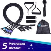 PREMIUM Weerstandsbanden set met Handvatten - Resistance band Fitness elastiek - Elastische Weerstandsband - Fitness Booty Band | Vitalic