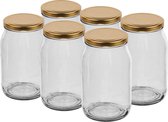 Glazenpotten 900 ml inclusief deksel (goud) verpakt per 6 stuks