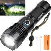 TRANSNECT Zaklamp LED Oplaadbaar - 2800 Lumen - inclusief 26650 en batterijen kabel - USB oplaadbaar - waterdicht - voor camping, fishing, emergency